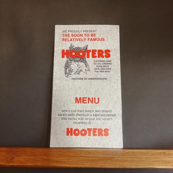 Other - Vintage‎ Menu Hooters Of Underground 1986